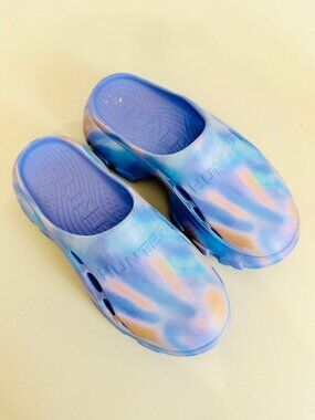NEW HUNTER HWBRYCE2 BRYCE 2 TIE DYE MEDIUM PURPLE 510 PLATFORM SLIDES MULE  7M